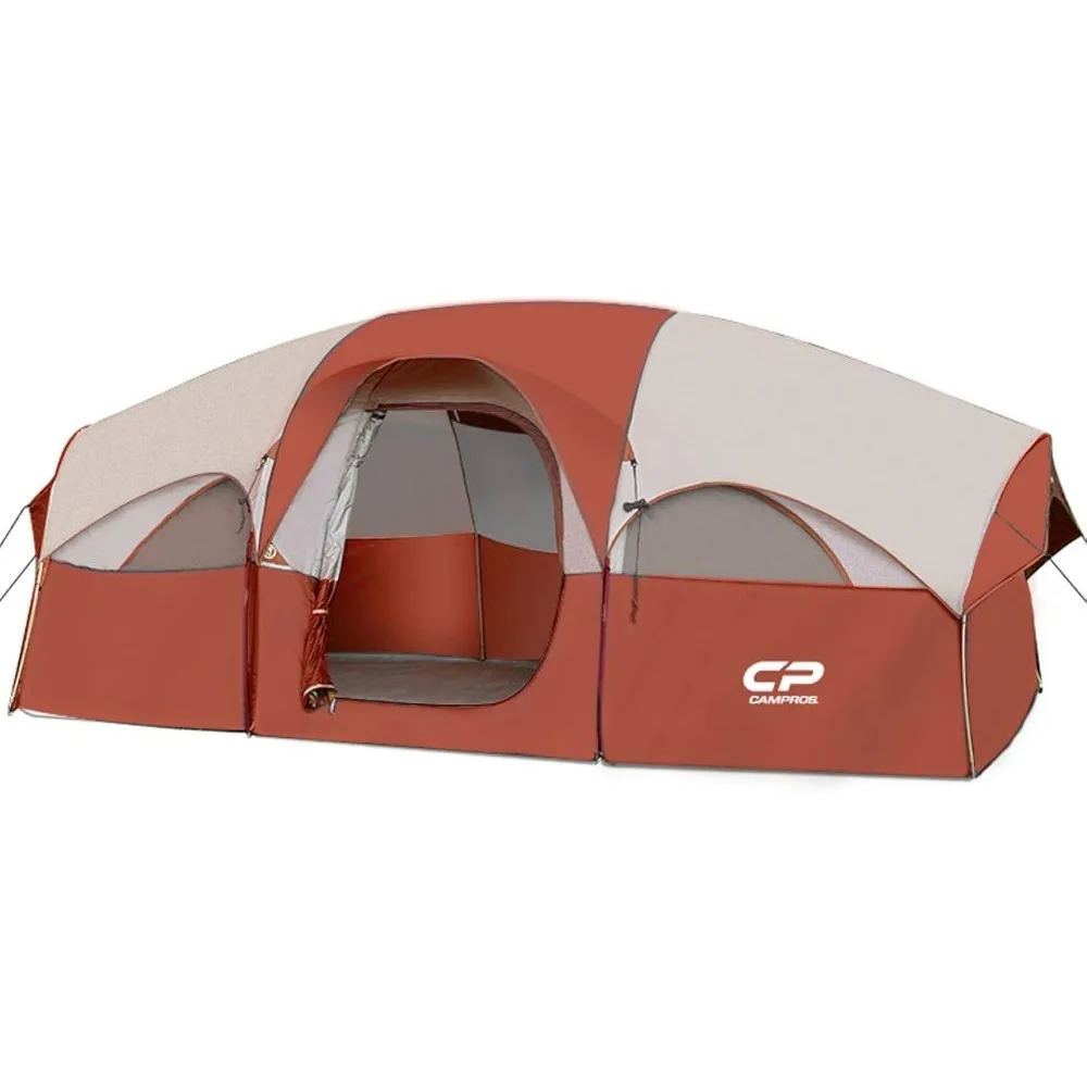 

CAMPROS CP палатка на 8 человек кемпинговая палатка, Погодостойкая семейная палатка, 5 больших сетчатых окон, двухслойная