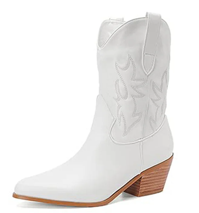 AOSPHIRAYLIAN Western Sewing Floral Cowboy Boots For Women 2022 Slip On Pointed Toe Pink Cowgirls Short Boot Women's Shoes AOSPHIRAYLIAN Western Sewing Floral Cowboy Boots For Women 2022 Slip On Pointed Toe Pink Cowgirls Short Boot Women's Shoes