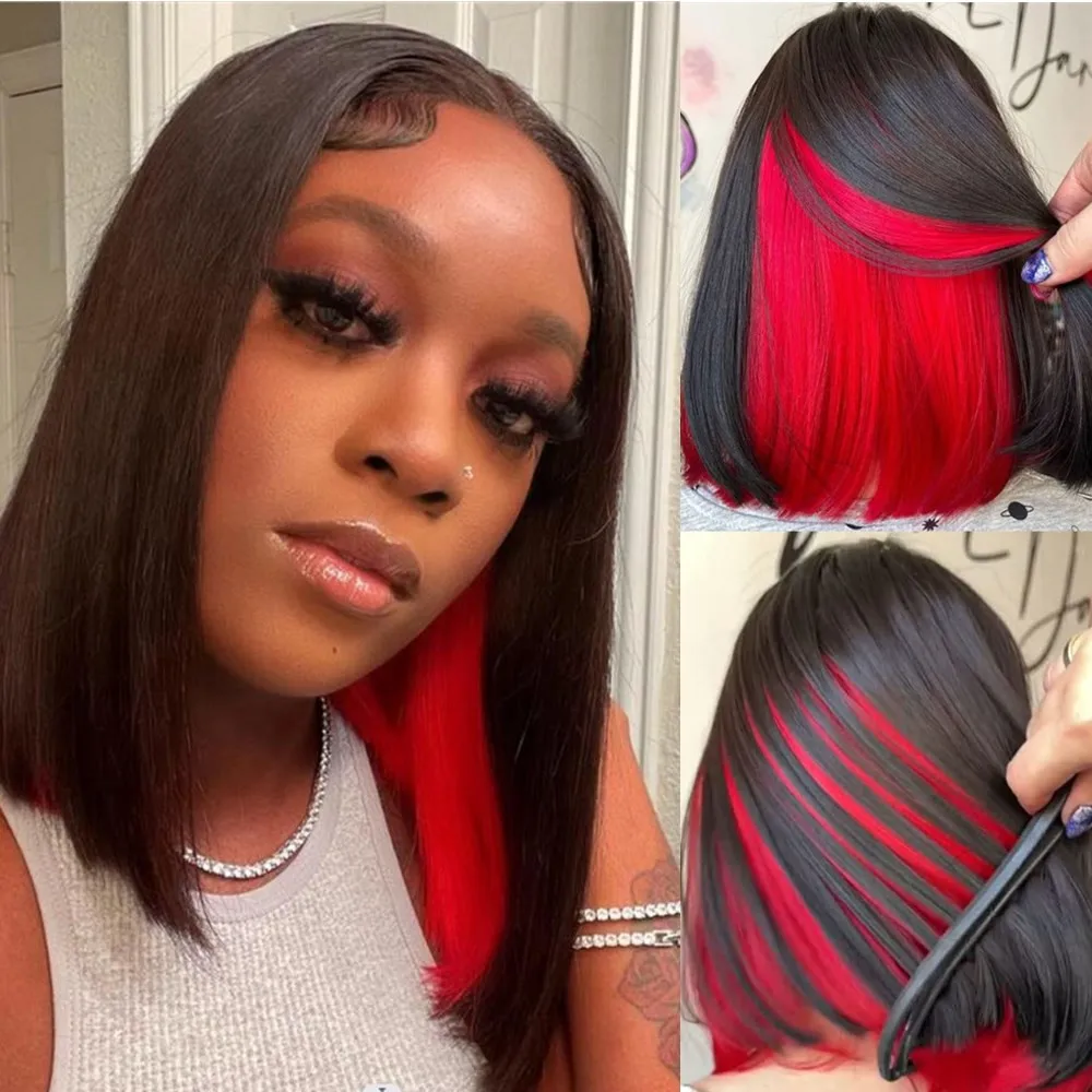 Red Peekaboo Bob Wig Short Straight Bob Wigs For Black Women Colorful Highlight Bob 13x4 Lace Front Wig 10-14inch 4x4 Lace Bob
Red Peekaboo Bob Wig Short Straight Bob Wigs For Black Women Colorful Highlight Bob 13x4 Lace Front Wig 10-14inch 4x4 Lace Bob