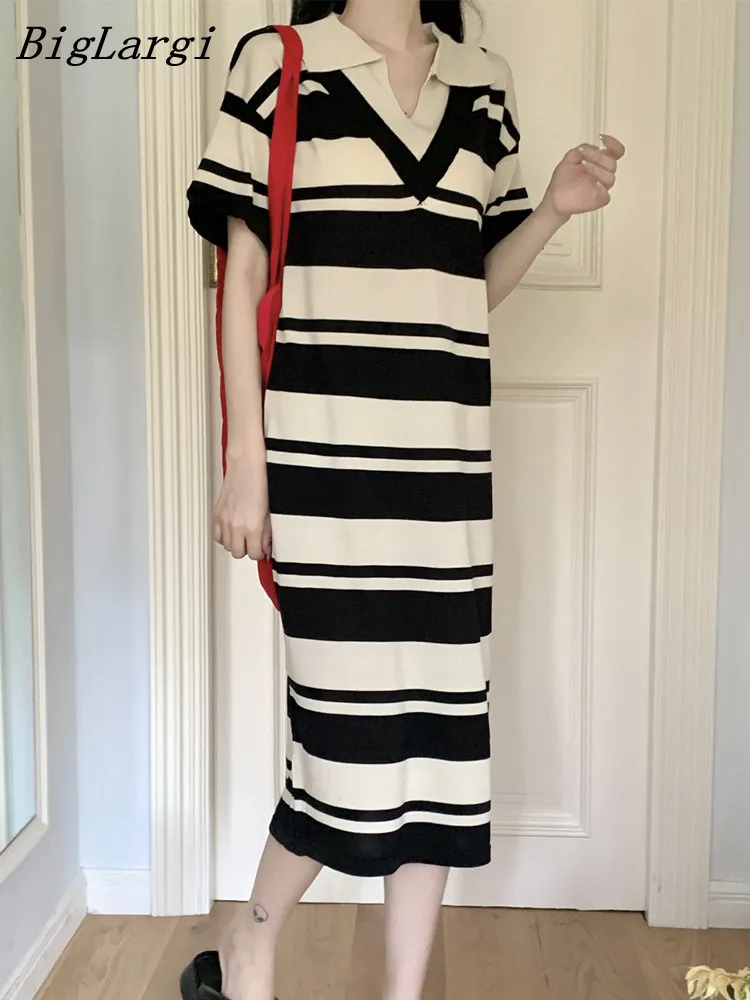 Knitted Striped Sexy V Neck Casual Korean Midi Dress Women Summer Office Modis Ladies Dress Jurken Summer
Knitted Striped Sexy V Neck Casual Korean Midi Dress Women Summer Office Modis Ladies Dress Jurken Summer