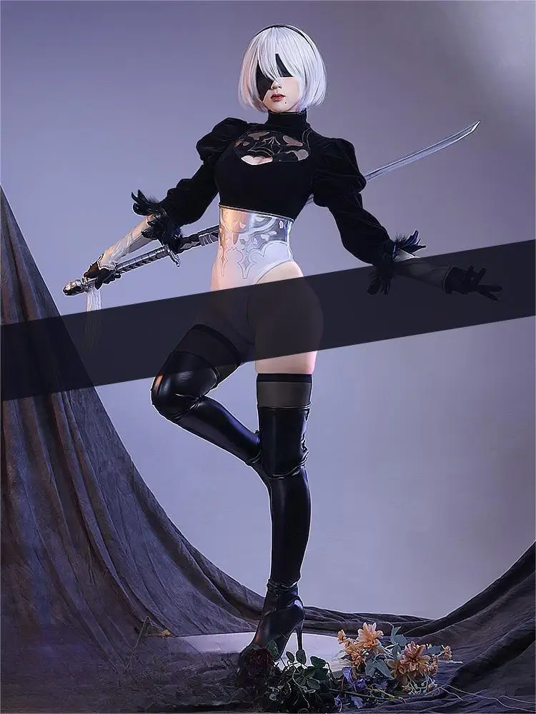 

Anime Game NieR:Automata YoRHa No. 2 Type B 2B Suit Cosplay Costume Uniform Halloween Carnival Party Role Play Outfit Full Set