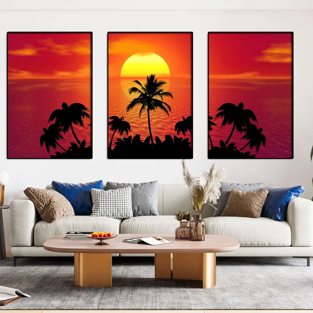 Island Summer Red Sunset Beach Set of 3 Print And Poster Canvas Painting Wall Art Picture for Living Room Beach House Decor Gift
Island Summer Red Sunset Beach Set of 3 Print And Poster Canvas Painting Wall Art Picture for Living Room Beach House Decor Gift