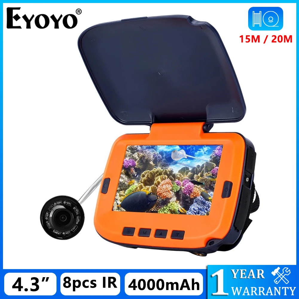 

Eyoyo 4.3 Inch 15M Cable Portable Underwater Fish Finder 8 IR LEDs Fishing Camera Fixed on Rod 1000TVL IP68 For Lake Ice Fishing