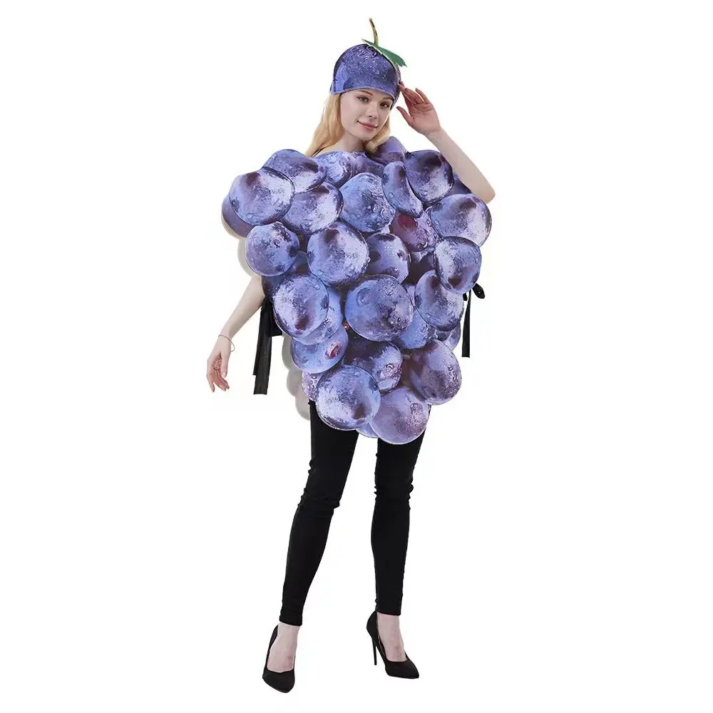 

Костюм на Хэллоуин для женщин и мужчин, Веселые костюмы для косплея с искусственными фруктами для взрослых, платья для выступлений на сцене