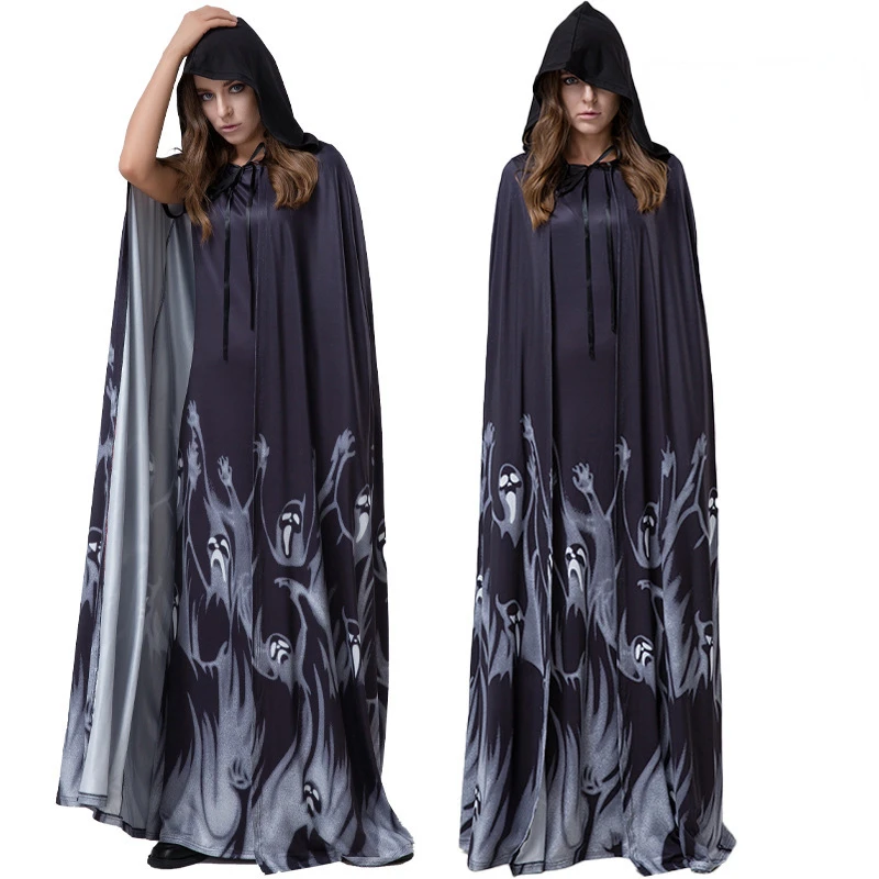Girls Halloween Skull Cloak Goddess of Death Film Movie Anime Cosplay Costume European Long Hooded Ghost Printed Cape
Girls Halloween Skull Cloak Goddess of Death Film Movie Anime Cosplay Costume European Long Hooded Ghost Printed Cape