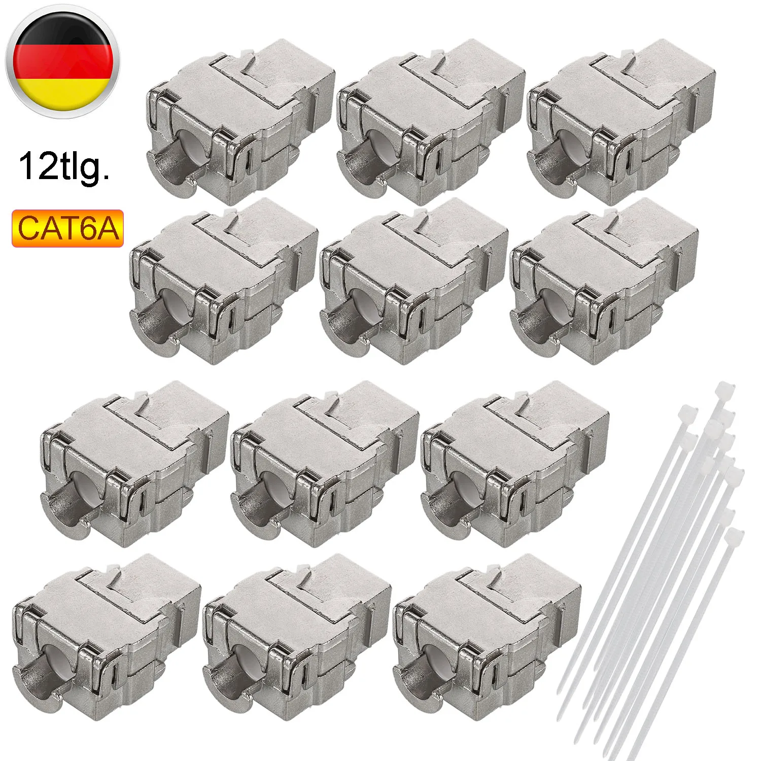 

12 шт. Cat6a Keystone Jack STP инструмент типа, цинковый сплав, модульные разъемы, переходник для кабеля 22-26 AWG