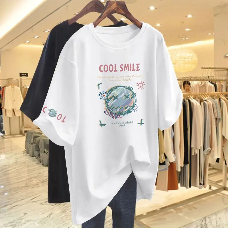 2024 Women Clothing Short Sleeve T-shirt Basic Pure Cotton Letter Printed Chic Street Fashion Pullover Tops Casual Loose Tees
2024 Women Clothing Short Sleeve T-shirt Basic Pure Cotton Letter Printed Chic Street Fashion Pullover Tops Casual Loose Tees