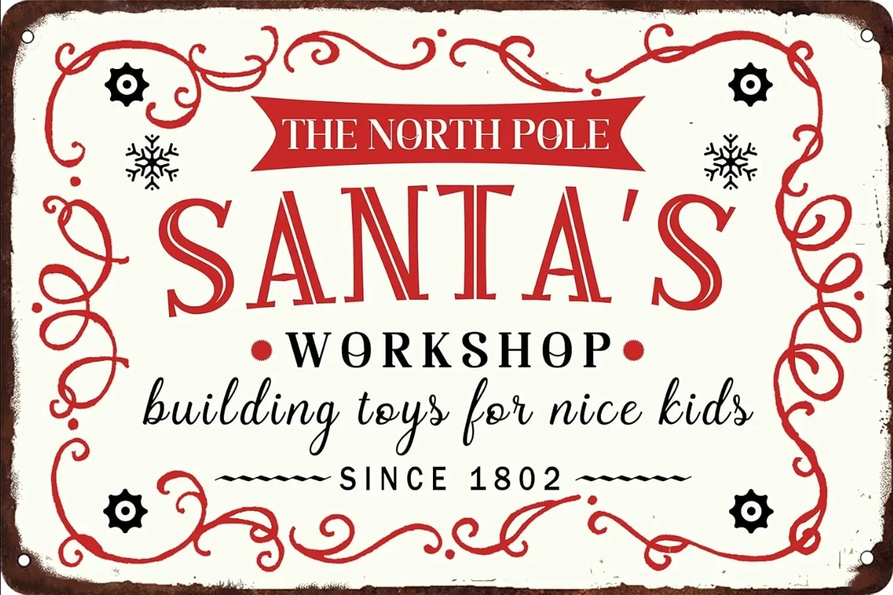 The North Pole Santa's Work Shop Metal Sign Vintage Christmas Tin Signs Christmas Decoration Santa Wall Decor for Home
The North Pole Santa's Work Shop Metal Sign Vintage Christmas Tin Signs Christmas Decoration Santa Wall Decor for Home