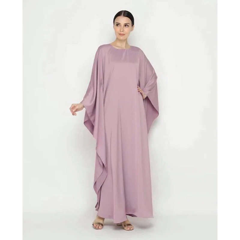 

Oversized Middle East Dubai Bat Sleeve Robe Solid Simple O-Neck Dress Islam Turkey Women Abaya Female Loose Casual Arab Clothing
