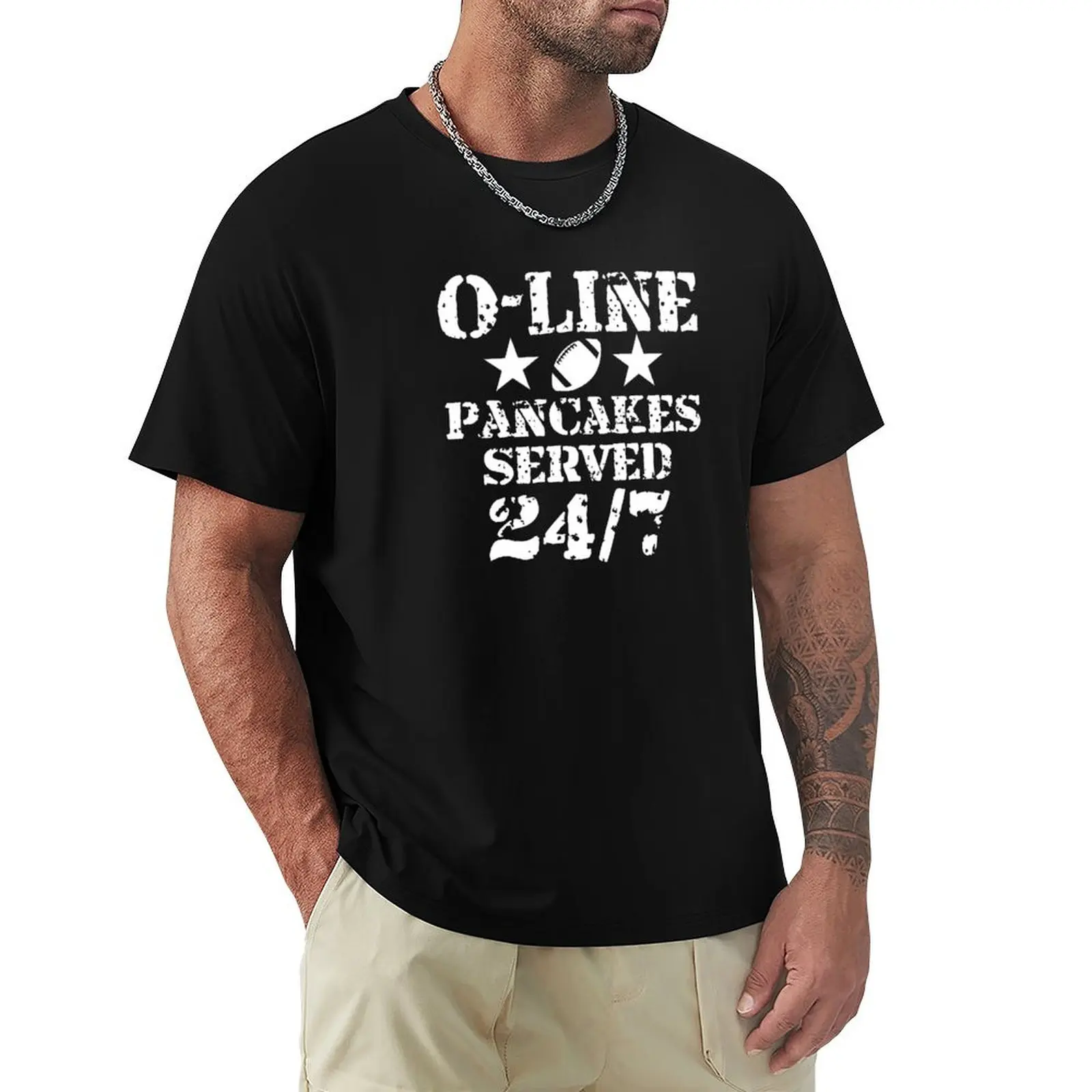 Pancakes Served 24/7 American Football Offensive Lineman T-Shirt blacks Men's cotton t-shirt
Pancakes Served 24/7 American Football Offensive Lineman T-Shirt blacks Men's cotton t-shirt