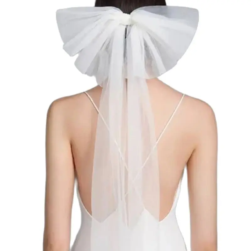 

Wedding Bridal Veil With Comb Two Layers Short Veils For Bride Cute Bowknot Cut Edge Girls Bridal Marriage Hair Accessories