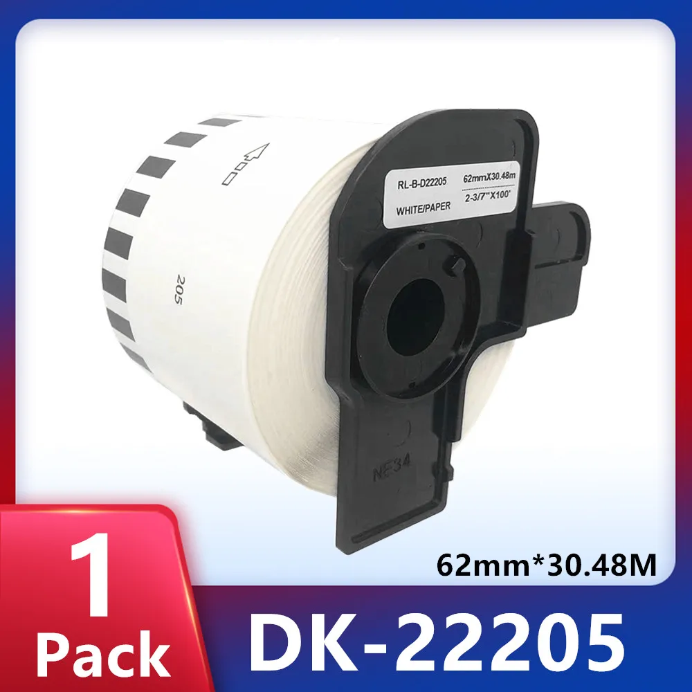 

1 Roll Label tape DK-22205 Label 62mm x 30.48m Continuous Compatible for Brother QL-500/500A/550/560/700/570VM/580N/650TD/710W