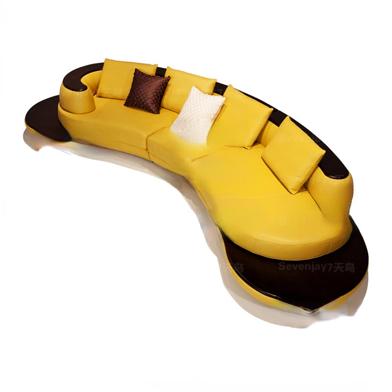 Curved Leather Sofa Fashion Creative Living Room Sofa Small Apartment Cowhide Crescent Bay Furniture
Curved Leather Sofa Fashion Creative Living Room Sofa Small Apartment Cowhide Crescent Bay Furniture