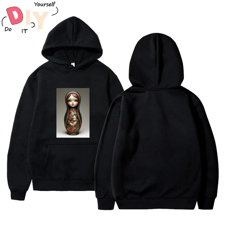 

Russian Doll Blouse Style Sport Soft Printed Round Neck Basic Putih Gildan Vintage Short Sleeve Hoodie Men Viral Cute