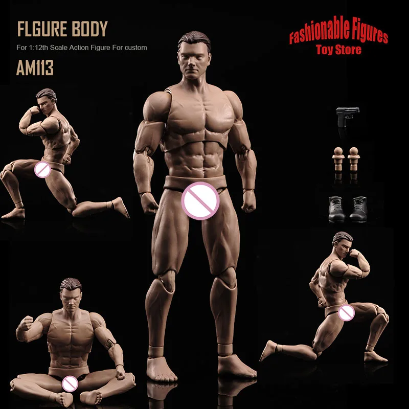 

ANT AM116 1/12 Male Soldier Body Super Flexible Joint Body With Head 6" Muscular Action Figure Body Drawing Sketch Model
