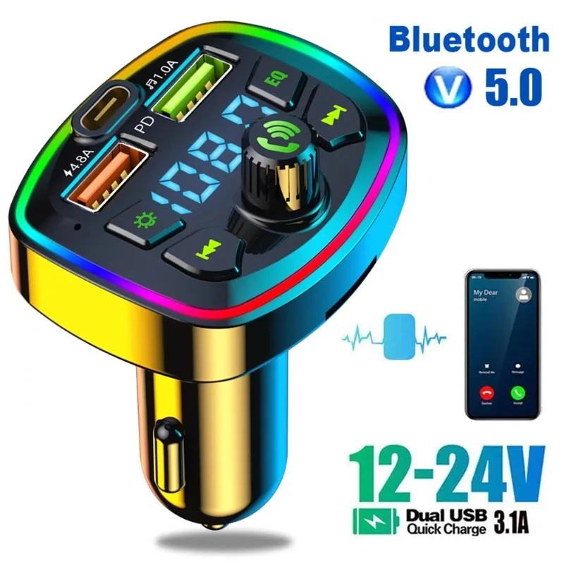 Car Bluetooth 5.0 FM TransmitterDual USB PD Type-C Fast Charging Hands-free Call Phone Charger MP3 Player
Car Bluetooth 5.0 FM TransmitterDual USB PD Type-C Fast Charging Hands-free Call Phone Charger MP3 Player