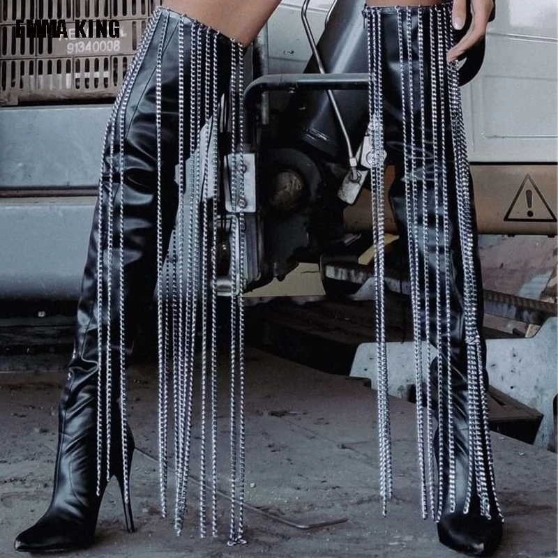 New Woman Fashion Drill Stripe Tassel Over The Knee Boots Bling Bling Crystal Thin Heels Long Boots Sexy Stage Boots 44
New Woman Fashion Drill Stripe Tassel Over The Knee Boots Bling Bling Crystal Thin Heels Long Boots Sexy Stage Boots 44