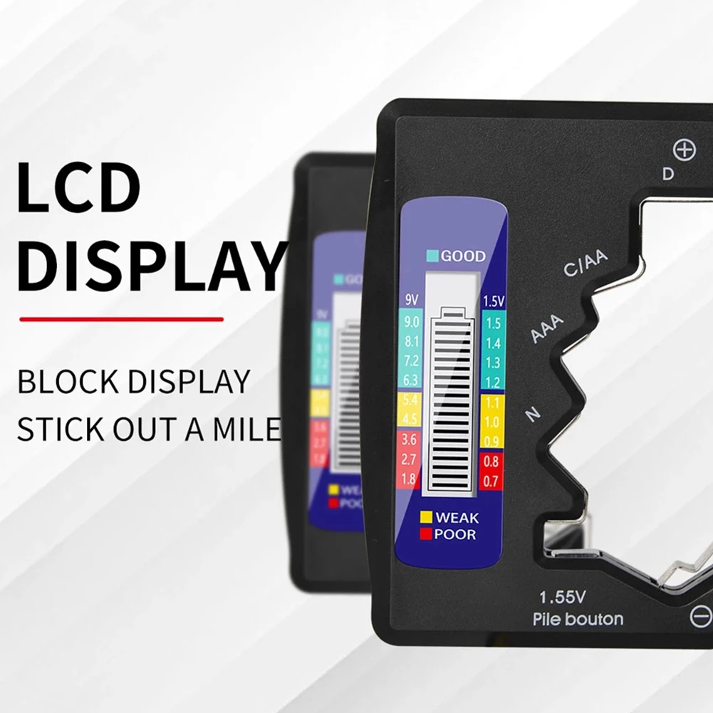 LCD Digital Battery Tester AA/AAA/9V/1.5V Button Cell Battery Capacity Check Detector Universal Capacitance Testing Tool
LCD Digital Battery Tester AA/AAA/9V/1.5V Button Cell Battery Capacity Check Detector Universal Capacitance Testing Tool