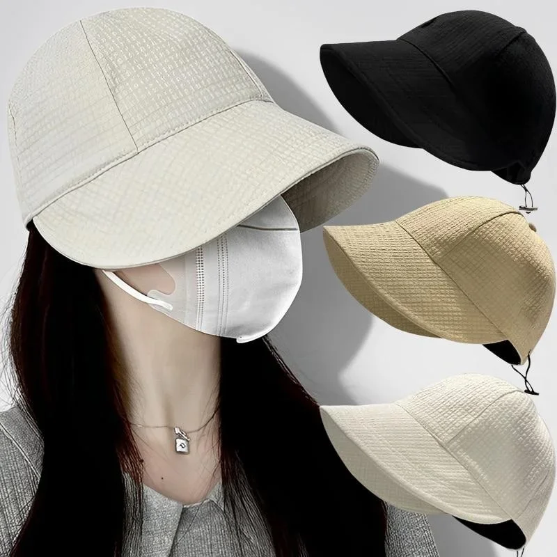 

Summer Sun Hat Foldable Wide Brim Women Bucket Adjustable Outdoor Beach Panama Caps Ponytail Fisherman Cap Accessories