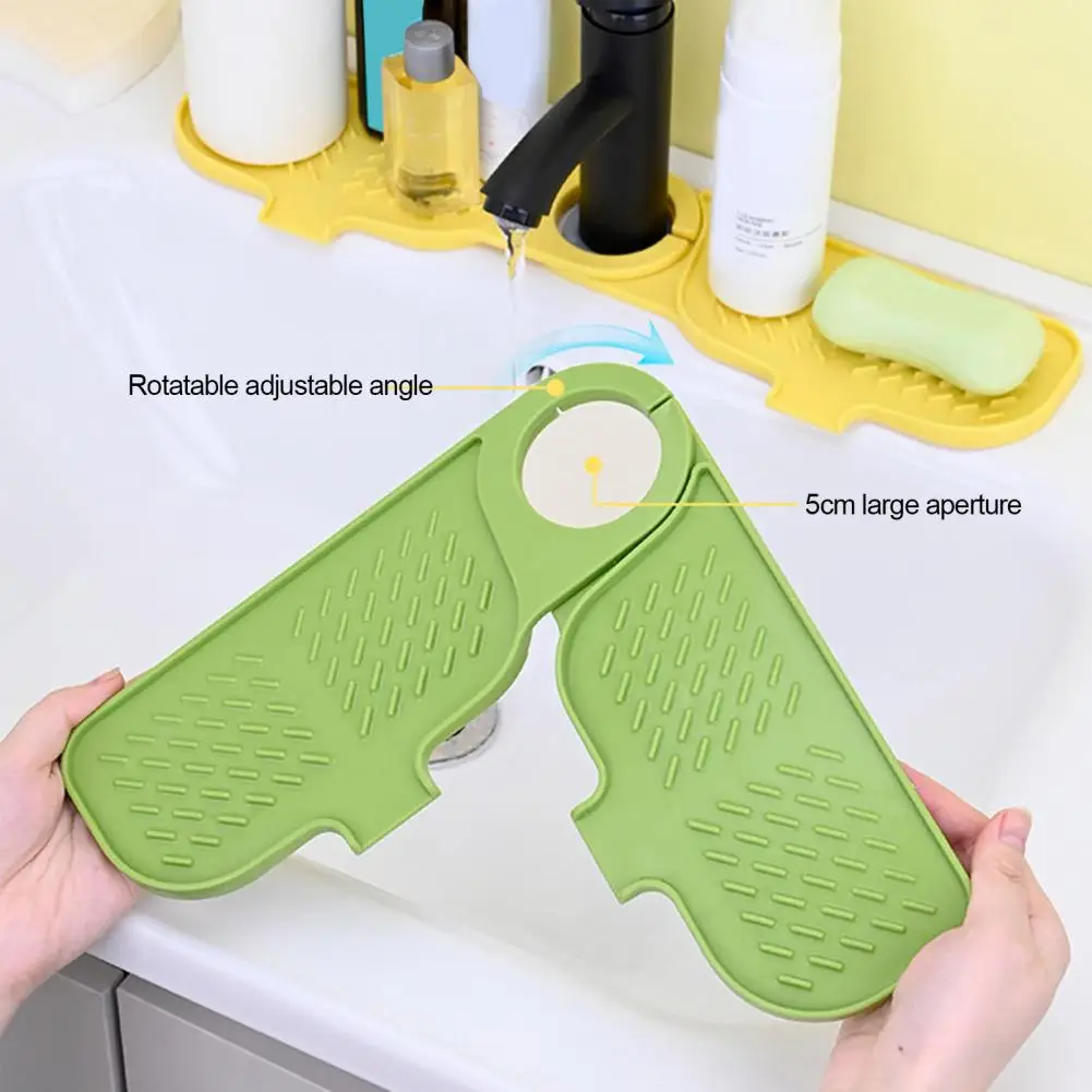 

Quick-drying Countertop Mat Reusable Silicone Drain Pad Splash Mat for Quick-drying Stain-resistant Kitchen Sink Faucet for Sink