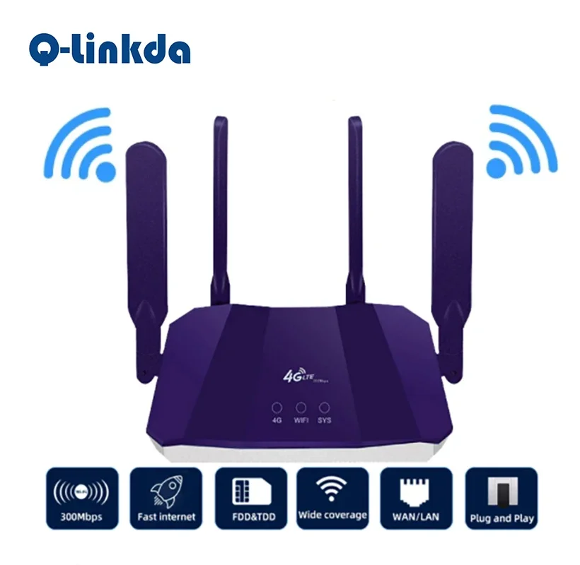 

4G Unlock 300Mbps Sim Card Router Wifi LTE Modem Wi-Fi WAN/LAN RJ45 Port Access Mobile Hotspot Network FDD Broadband CPE Outdoor
