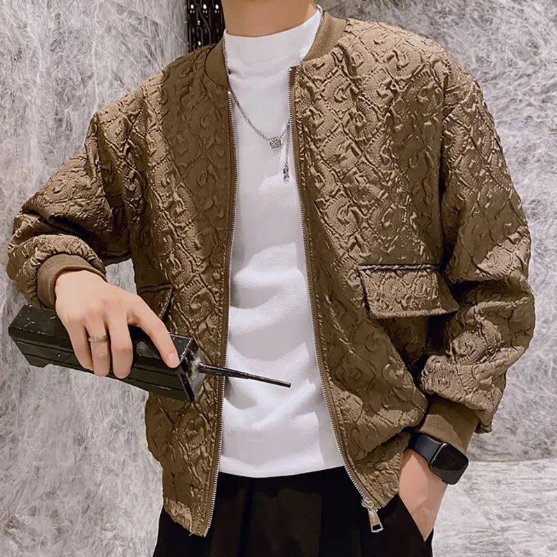 Solid Color Jacket Coats Baseball Jacket Men Three-dimensional Pattern Lattice Hip Hop Couple Streetwear DJ Club Bomber Jacket
Solid Color Jacket Coats Baseball Jacket Men Three-dimensional Pattern Lattice Hip Hop Couple Streetwear DJ Club Bomber Jacket
