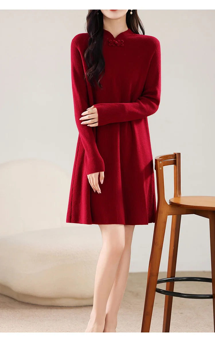 فستان نسائي طويل محبوك ، صوف ميرينو ، فستان تنحيف ، الأكثر مبيعًا في الشتاء والخريف ، جديد فستان نسائي طويل محبوك ، صوف ميرينو ، فستان تنحيف ، الأكثر مبيعًا في الشتاء والخريف ، جديد