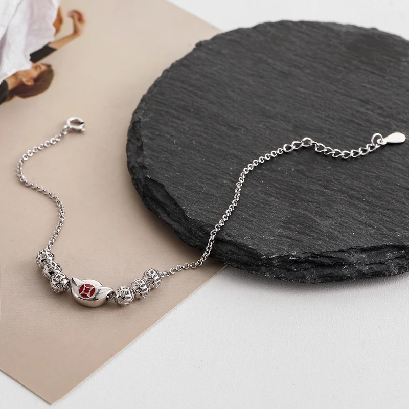 

S925 Sterling Silver Ingot Hand Chain Chinese Style Niche Fashion Trend Simple Original Design 2024 New Spring Hot Birthday Gift