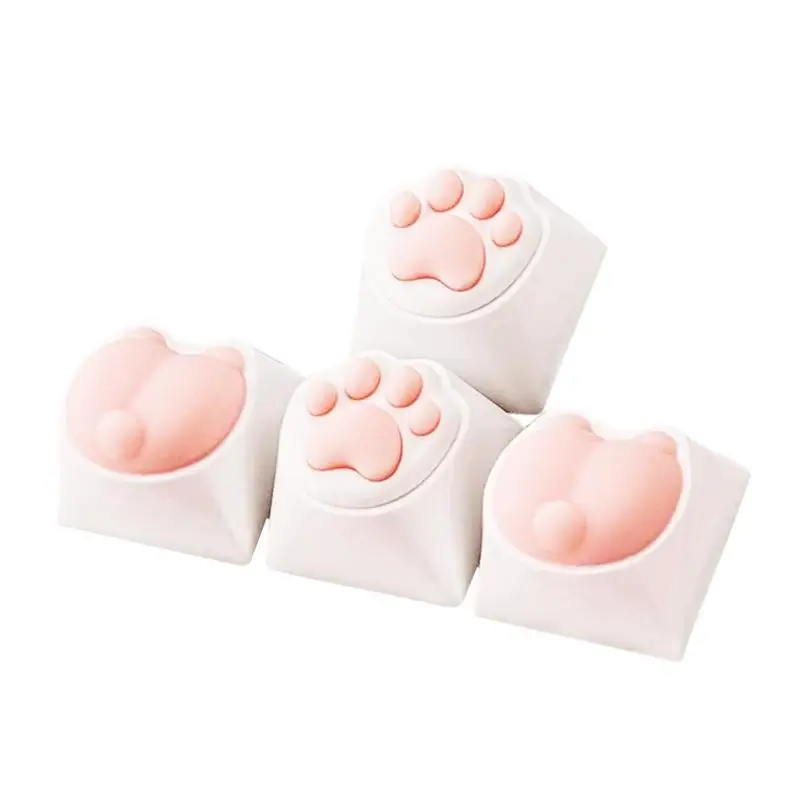 

4pcs Silicone Kitty PawArtisans Cat Paws Pad Keyboard KeyCaps For Cherry MX Switches Personality Soft Feel Cat Keycap