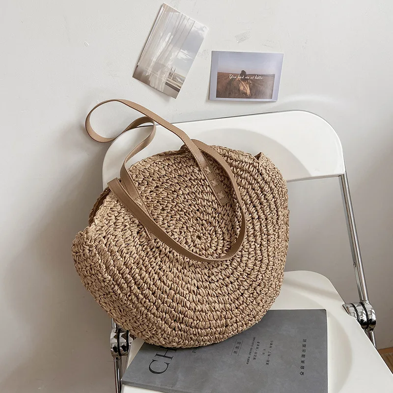 Handwoven Summer Rattan Beach Tote - Large Capacity Women's Straw Bag 18 S968d874c4f5f45b6a341b670a646f80a3