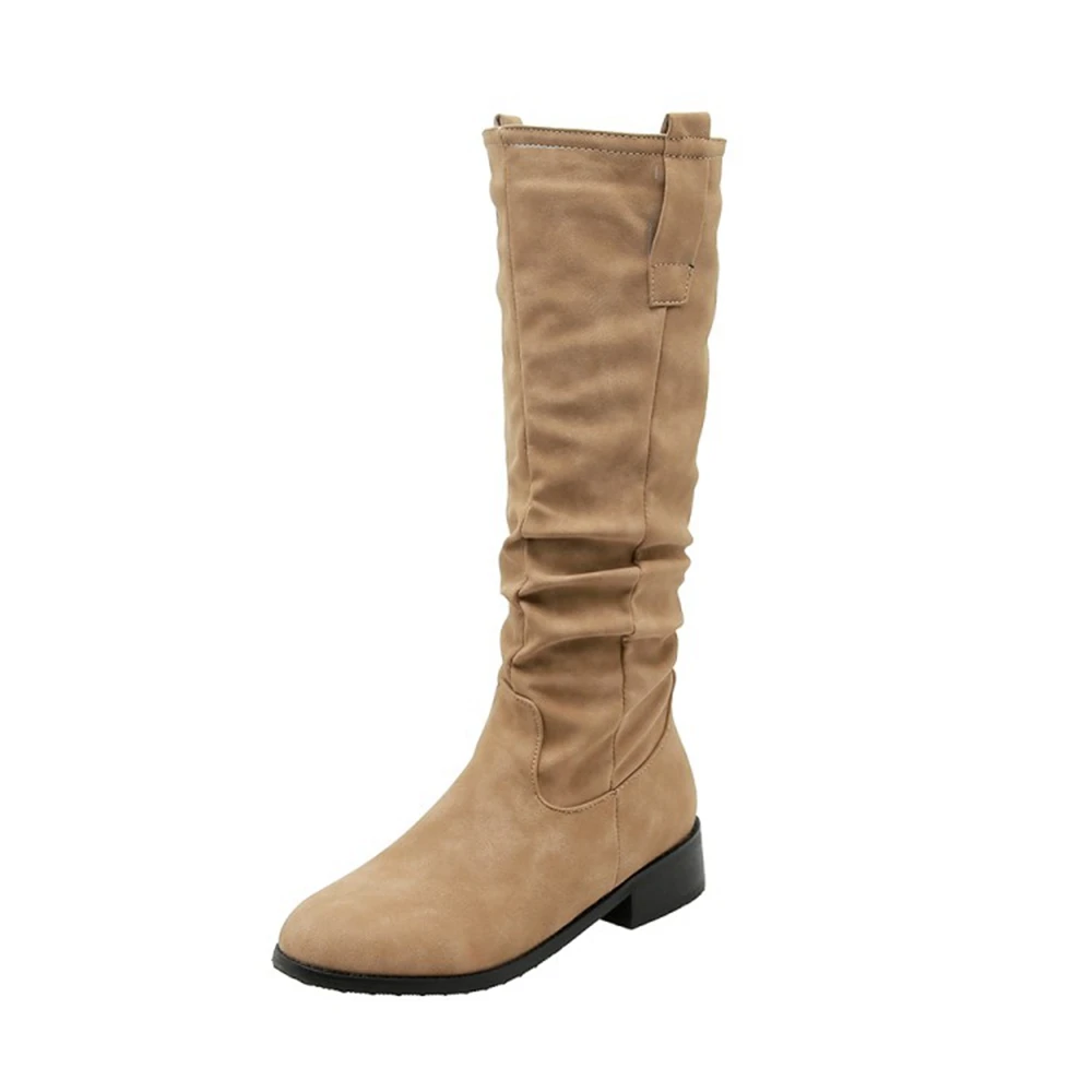 

Botas De Mujer 2023 Knee High Boots Women Pleated Autumn Winter Plush Warm Brown Long Platform Boots Shoes Big Size 32-54 20-27