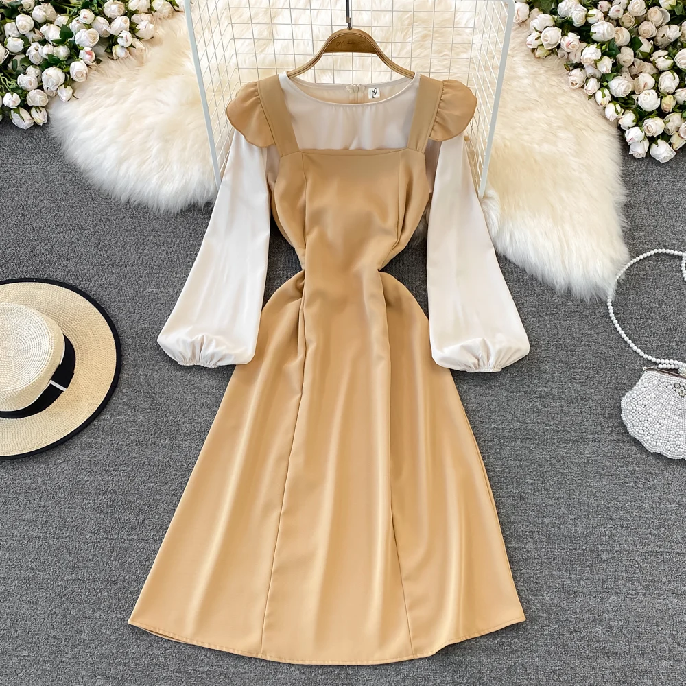 2022 Spring Fashion Round Neck Lantern Sleeve Shirt Two Piece Set High Waist Slim Sleeveless A-line Dress Strap Dress
2022 Spring Fashion Round Neck Lantern Sleeve Shirt Two Piece Set High Waist Slim Sleeveless A-line Dress Strap Dress