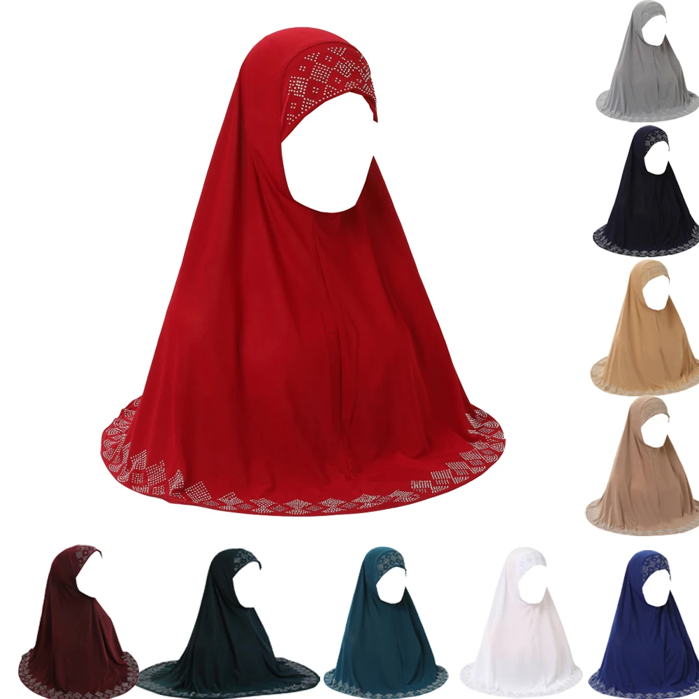 

Ramadan Muslim Women Overhead Hijab Pull On Instant Sacrf Prayer Turban Veil Islamic Amira Full Cover Femme Burqa Head Wrap Hats