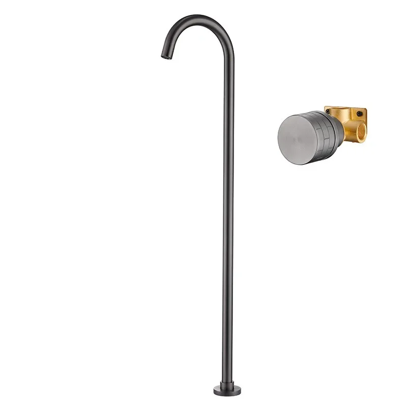 

Brushed Gold Floor Mounted Bathtub Shower Faucet Black Bathtub Faucet Free Standing Bathroom Crane Bath Shower Mixer Tap