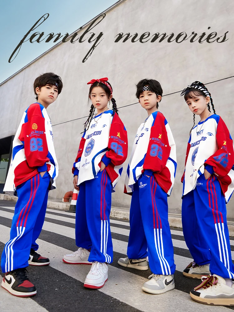 Children's performance suit, hip-hop street dance trendy suit, boy's loose and explosive street set
Children's performance suit, hip-hop street dance trendy suit, boy's loose and explosive street set