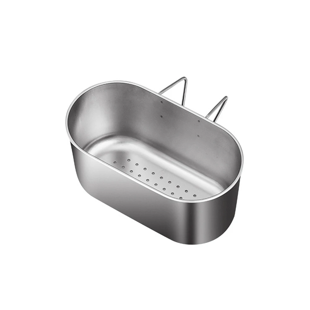 

Stainless Steel Oval Shape Drain Holder Kitchen Vegetable Fruit Filter Sink Shelf Hanging Storage Strainer Basket