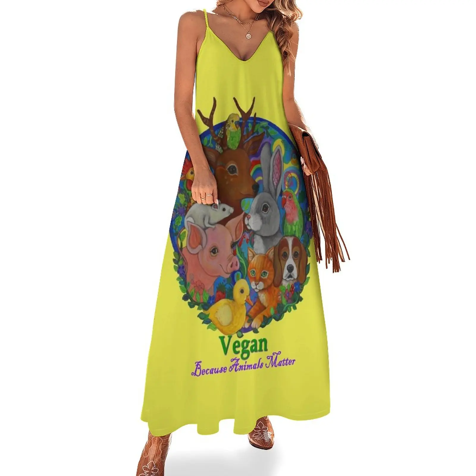 

New Vegan because Animals Matter Sleeveless Dress prom dresses 2023 women's summer dresses 2023 Women dresses summer