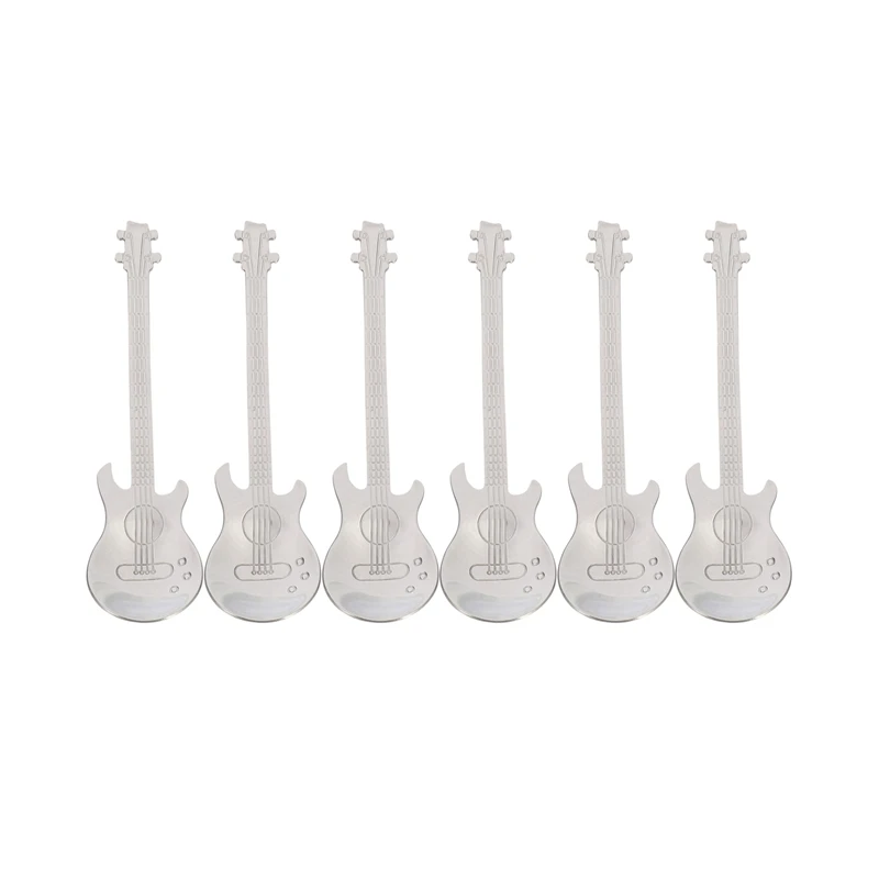 

Guitar Coffee Spoons 18-Pack Creative Cute Spoons Stainless Steel Teaspoons Stirring Spoon Guitar Shaped(Silver)