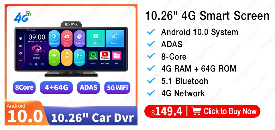 Latest 10.26 Inch 4K Dash Cam Wireless CarPlay Android Auto WiFi Car DVR Dashboard AUX GPS FM Rear View Camera Video Recorder Latest 10.26 Inch 4K Dash Cam Wireless CarPlay Android Auto WiFi Car DVR Dashboard AUX GPS FM Rear View Camera Video Recorder