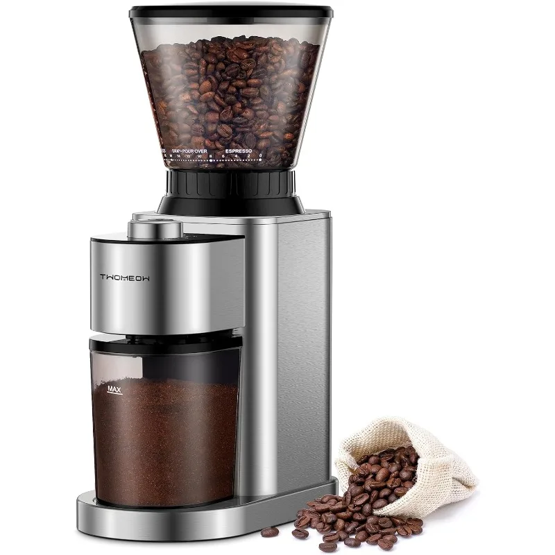 

TWOMEOW Conical Burr Coffee Grinder Electric, Anti-static Coffee Bean Grinder with 24 Grind Settings for Espresso/Drip