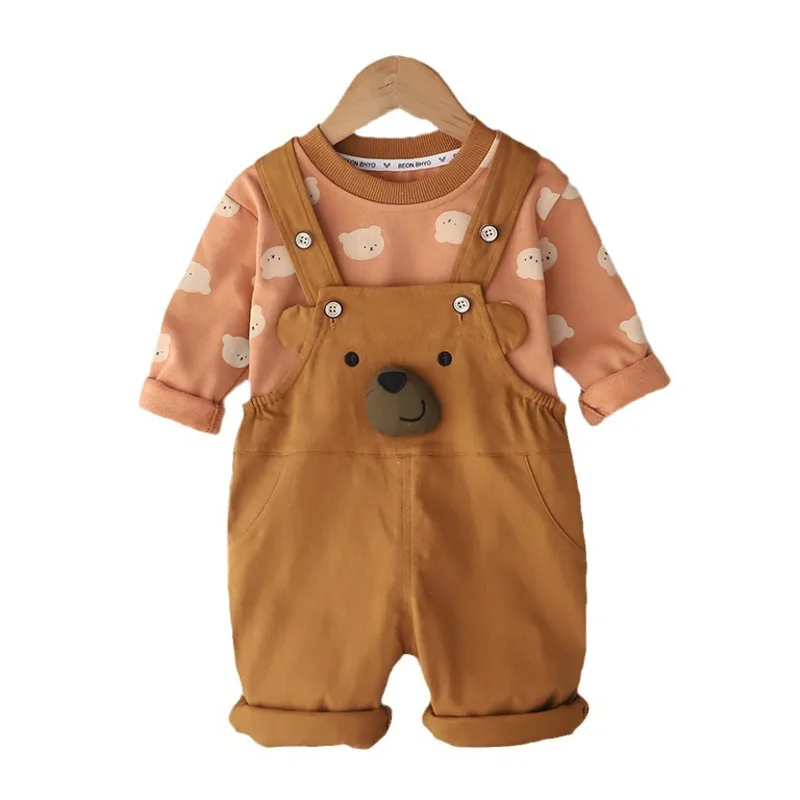 

New Spring Autumn Baby Clothes Suit Children Boys Girls Cartoon T-Shirt Overalls 2Pcs/Set Toddler Casual Costume Kids Tracksuits