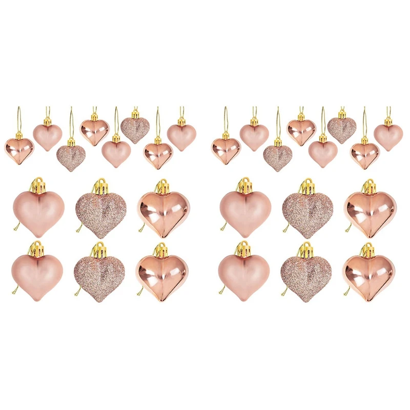 48Pcs Rose Gold Valentine's Day Heart Shaped Ornaments Heart Shaped Baubles Ornaments For Home Tree Hanging Decorations
48Pcs Rose Gold Valentine's Day Heart Shaped Ornaments Heart Shaped Baubles Ornaments For Home Tree Hanging Decorations
