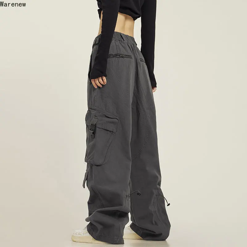 American Retro High Street Casual Overall Loose Wide Leg Pants Women Elastic Waist Y2k Hip-hop Solid Color Cargo Grunge Trousers
American Retro High Street Casual Overall Loose Wide Leg Pants Women Elastic Waist Y2k Hip-hop Solid Color Cargo Grunge Trousers