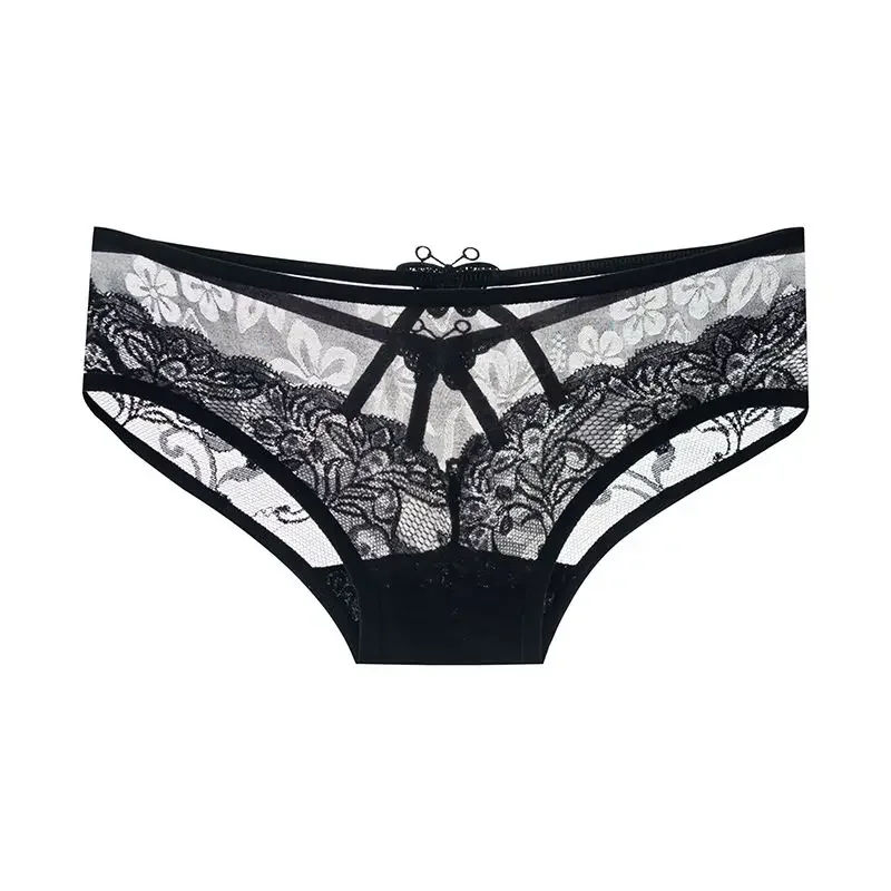 

Lace Panties Women New Black High-end Seamless Semi-sheer Briefs Mesh Breathable Low-rise Underwear Girl Thin Triangle Shorts