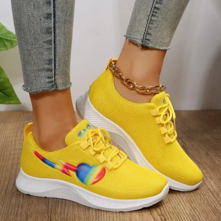 Spring and Autumn New Round Head Love Knitted Lace up Running Shoes Single Shoes for Women's Large Casual Flyknit Sports Shoes
Spring and Autumn New Round Head Love Knitted Lace up Running Shoes Single Shoes for Women's Large Casual Flyknit Sports Shoes
