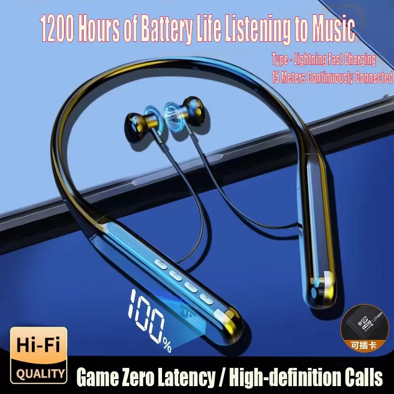 YOVONINE 1000 Hours Playtim Bluetooth Headphones with Mic Magnetic TF Card Comfortable Wireless Neckband Headphone In-ear
YOVONINE 1000 Hours Playtim Bluetooth Headphones with Mic Magnetic TF Card Comfortable Wireless Neckband Headphone In-ear