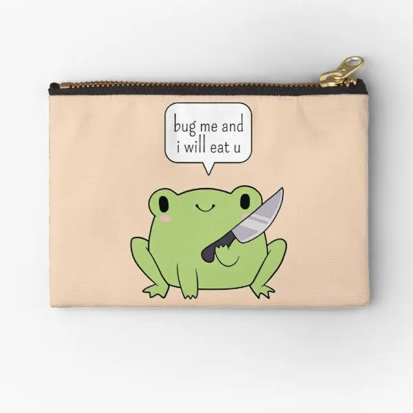 

Cute Frog With A Knife Zipper Pouches Panties Coin Money Storage Pocket Packaging Wallet Socks Men Cosmetic Underwear Bag Pure