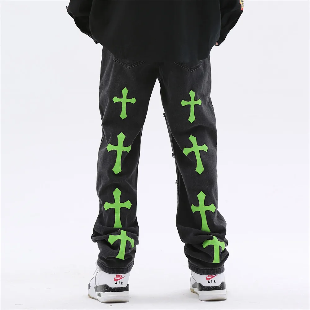 Ripped Retro Hole Cross Embroidery Casual Denim Trousers Mens High Street Washed Straight Oversized Y2k Jeans Pants Vaqueros
Ripped Retro Hole Cross Embroidery Casual Denim Trousers Mens High Street Washed Straight Oversized Y2k Jeans Pants Vaqueros