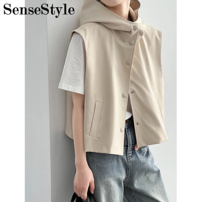 Женский однобортный жилет с капюшоном, повседневный свободный короткий топ без рукавов с воротником-стойкой на лето
Женский однобортный жилет с капюшоном, повседневный свободный короткий топ без рукавов с воротником-стойкой на лето