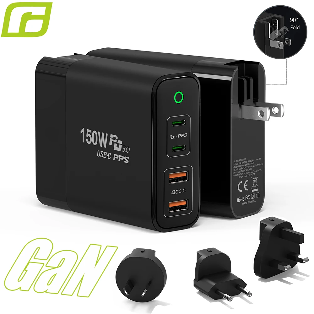 

150W USB C Charger 100W GaN PD Fast Charger 4 Ports Charging Station Desktop Adapter Support 100W PD3.0/PPS 45W/QC5 Compatible